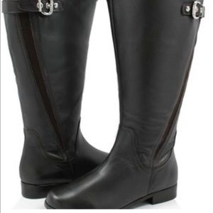 Rose Petals Wide Calf Leather Trudy Boots- 7.5